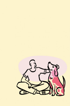 man with dog illustration