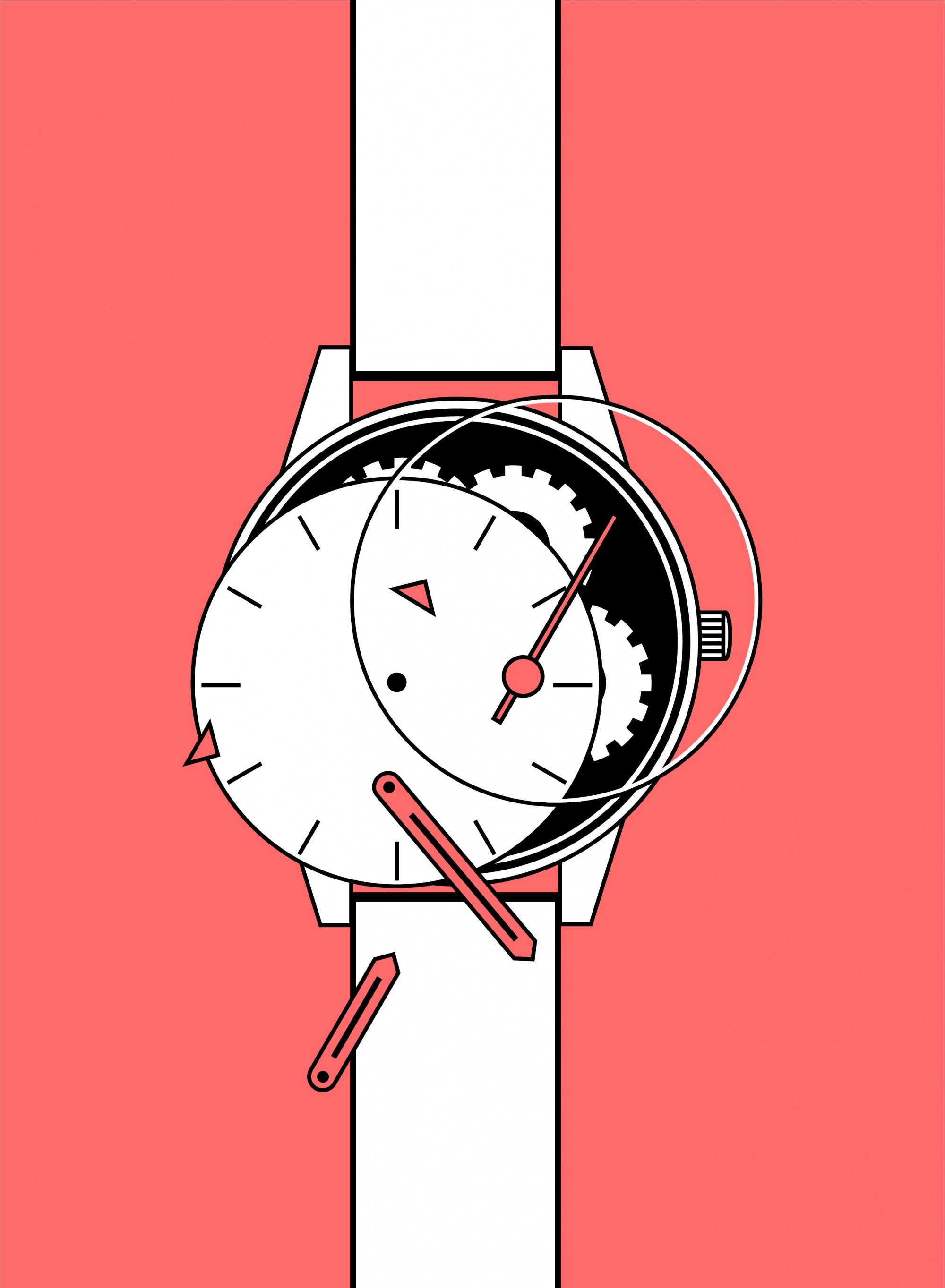 Armbanduhr Illustration auf lachsfarbenen Hintergrund